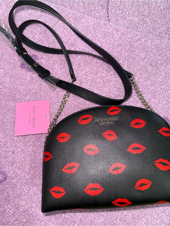 kate spade Handbags - kate spade Black Leather Crossbody with Red Lip Print
